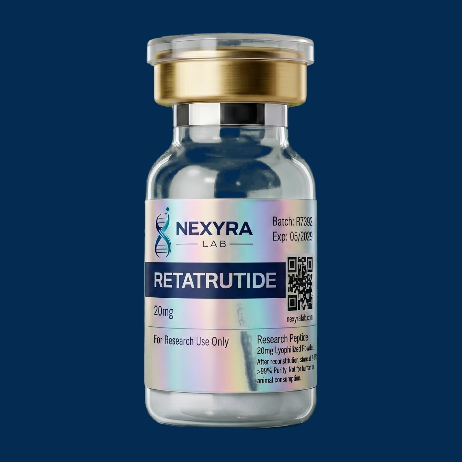 Retatrutide research peptide vial, 50mg — Nexyra Lab